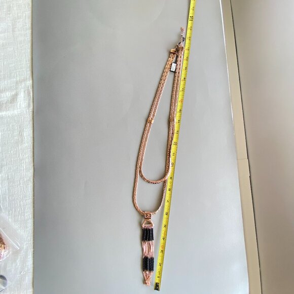 FAC Rose Gold Tone Layered Tassel Sweater Necklace NWT - Picture 7 of 10